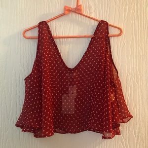Millau Red Polka Dot Flowy Tank Top
